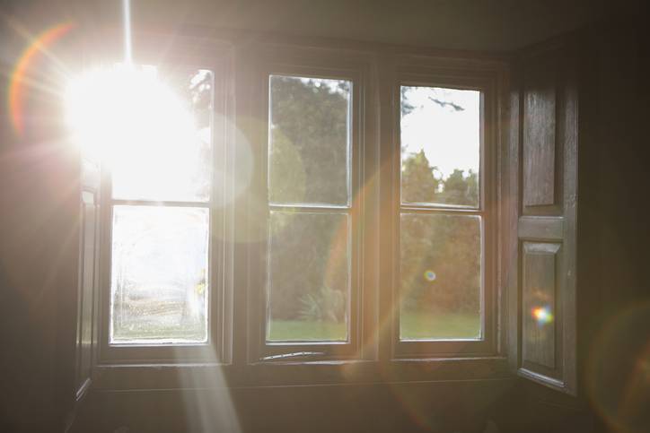 sun glare through old windows